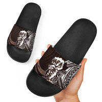 Hafa Adai Guam Discovery Day Slide Sandals Chamorro Latte Stone Hand Brown Version