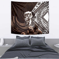 Hafa Adai Guam Discovery Day Tapestry Chamorro Latte Stone Hand Brown Version