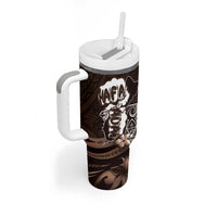 Hafa Adai Guam Discovery Day Tumbler With Handle Chamorro Latte Stone Hand Brown Version