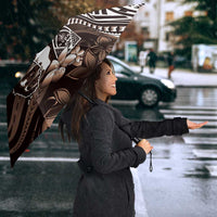 Hafa Adai Guam Discovery Day Umbrella Chamorro Latte Stone Hand Brown Version