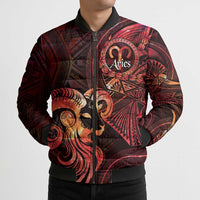 Personalised Polynesia Zodiac Aries Bomber Puffer Jacket Galaxy Polynesian Pattern Chest Tattoo Style LT14 - Polynesian Pride