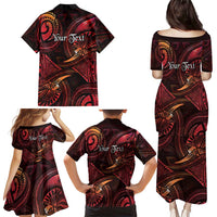 Personalised Polynesia Zodiac Aries Family Matching Puletasi and Hawaiian Shirt Galaxy Polynesian Pattern Chest Tattoo Style