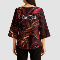 Personalised Polynesia Zodiac Aries Kimono Sleeve Blouse Galaxy Polynesian Pattern Chest Tattoo Style