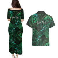 Personalised Polynesia Zodiac Taurus Couples Matching Puletasi and Hawaiian Shirt Galaxy Polynesian Pattern Chest Tattoo Style