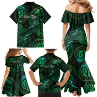 Personalised Polynesia Zodiac Taurus Family Matching Mermaid Dress and Hawaiian Shirt Galaxy Polynesian Pattern Chest Tattoo Style