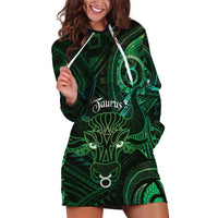 Personalised Polynesia Zodiac Taurus Hoodie Dress Galaxy Polynesian Pattern Chest Tattoo Style