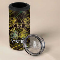 Personalised Polynesia Zodiac Gemini 4 in 1 Can Cooler Tumbler Galaxy Polynesian Pattern Chest Tattoo Style