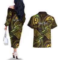 Personalised Polynesia Zodiac Gemini Couples Matching Off The Shoulder Long Sleeve Dress and Hawaiian Shirt Galaxy Polynesian Pattern Chest Tattoo Style LT14 - Polynesian Pride