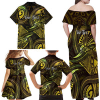 Personalised Polynesia Zodiac Gemini Family Matching Off Shoulder Maxi Dress and Hawaiian Shirt Galaxy Polynesian Pattern Chest Tattoo Style LT14 - Polynesian Pride