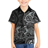 Personalised Polynesia Zodiac Cancer Family Matching Short Sleeve Bodycon Dress and Hawaiian Shirt Galaxy Polynesian Pattern Chest Tattoo Style