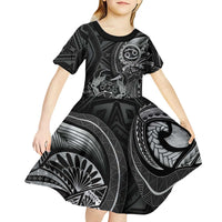Personalised Polynesia Zodiac Cancer Kid Short Sleeve Dress Galaxy Polynesian Pattern Chest Tattoo Style
