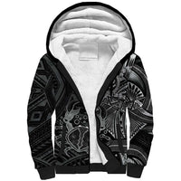 Personalised Polynesia Zodiac Cancer Sherpa Hoodie Galaxy Polynesian Pattern Chest Tattoo Style