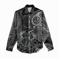 Personalised Polynesia Zodiac Cancer Women Casual Shirt Galaxy Polynesian Pattern Chest Tattoo Style