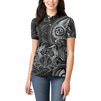 Personalised Polynesia Zodiac Cancer Women Polo Shirt Galaxy Polynesian Pattern Chest Tattoo Style