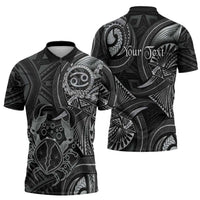 Personalised Polynesia Zodiac Cancer Zipper Polo Shirt Galaxy Polynesian Pattern Chest Tattoo Style