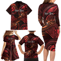Personalised Polynesia Zodiac Scorpio Family Matching Long Sleeve Bodycon Dress and Hawaiian Shirt Galaxy Polynesian Pattern Chest Tattoo Style LT14 - Polynesian Pride