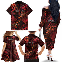 Personalised Polynesia Zodiac Scorpio Family Matching Off The Shoulder Long Sleeve Dress and Hawaiian Shirt Galaxy Polynesian Pattern Chest Tattoo Style LT14 - Polynesian Pride