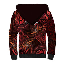 Personalised Polynesia Zodiac Scorpio Sherpa Hoodie Galaxy Polynesian Pattern Chest Tattoo Style
