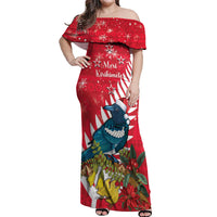 New Zealand Christmas In July Off Shoulder Maxi Dress Tui Bird With Kowhai Meri Kirihimete