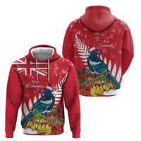 New Zealand Christmas In July Zip Hoodie Tui Bird With Kowhai Meri Kirihimete