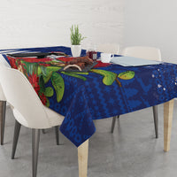 New Zealand Christmas In July Tablecloth Fiordland Penguin With Pohutukawa Flower LT14 - Polynesian Pride