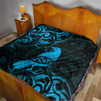 New Zealand Tui Bird Quilt Aotearoa Maori Pattern - Blue LT14 - Polynesian Pride