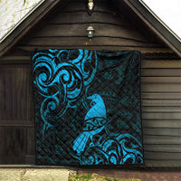 New Zealand Tui Bird Quilt Aotearoa Maori Pattern - Blue LT14 - Polynesian Pride