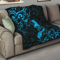 New Zealand Tui Bird Quilt Aotearoa Maori Pattern - Blue LT14 - Polynesian Pride