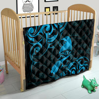 New Zealand Tui Bird Quilt Aotearoa Maori Pattern - Blue LT14 - Polynesian Pride