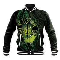 Kia Orana Kuki Airani Baseball Jacket Cook Islands Tangaroa God Tatau Green