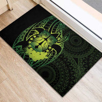 Kia Orana Kuki Airani Rubber Doormat Cook Islands Tangaroa God Tatau Green