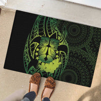 Kia Orana Kuki Airani Rubber Doormat Cook Islands Tangaroa God Tatau Green