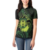 Kia Orana Kuki Airani Women Polo Shirt Cook Islands Tangaroa God Tatau Green