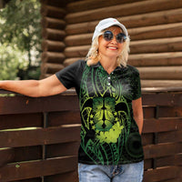 Kia Orana Kuki Airani Women Polo Shirt Cook Islands Tangaroa God Tatau Green