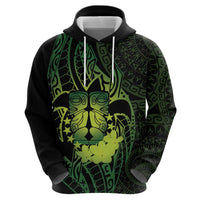 Kia Orana Kuki Airani Zip Hoodie Cook Islands Tangaroa God Tatau Green