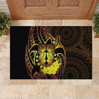 Kia Orana Kuki Airani Rubber Doormat Cook Islands Tangaroa God Tatau Gold