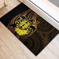Kia Orana Kuki Airani Rubber Doormat Cook Islands Tangaroa God Tatau Gold