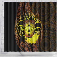 Kia Orana Kuki Airani Shower Curtain Cook Islands Tangaroa God Tatau Gold