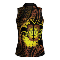Kia Orana Kuki Airani Women Sleeveless Polo Shirt Cook Islands Tangaroa God Tatau Gold