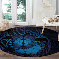 Kia Orana Kuki Airani Round Carpet Cook Islands Tangaroa God Tatau Purple