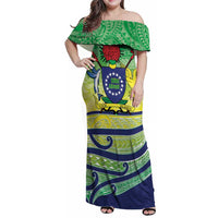 Te Maeva Nui Cook Islands Family Matching Off Shoulder Maxi Dress and Hawaiian Shirt 60th Independence Anniversary Proud
