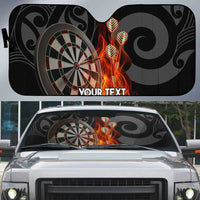 Personalised Aotearoa Darts Auto Sun Shade Maori Koru Flaming Dartboard - Polynesian Pride