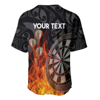 Personalised Aotearoa Darts Baseball Jersey Maori Koru Flaming Dartboard LT14 - Polynesian Pride