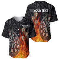 Personalised Aotearoa Darts Baseball Jersey Maori Koru Flaming Dartboard LT14 - Polynesian Pride