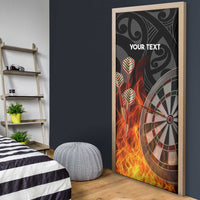 Personalised Aotearoa Darts Door Cover Maori Koru Flaming Dartboard - Polynesian Pride