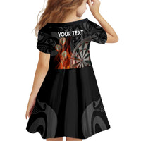 Personalised Aotearoa Darts Family Matching Long Sleeve Bodycon Dress and Hawaiian Shirt Maori Koru Flaming Dartboard LT14 - Polynesian Pride