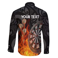 Personalised Aotearoa Darts Family Matching Short Sleeve Bodycon Dress and Hawaiian Shirt Maori Koru Flaming Dartboard LT14 - Polynesian Pride