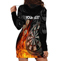 Personalised Aotearoa Darts Hoodie Dress Maori Koru Flaming Dartboard