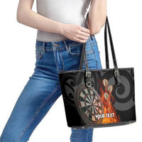 Personalised Aotearoa Darts Leather Tote Bag Maori Koru Flaming Dartboard LT14 - Polynesian Pride