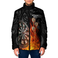 Personalised Aotearoa Darts Padded Jacket Maori Koru Flaming Dartboard - Polynesian Pride